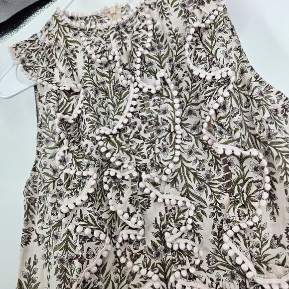 Zimmermann Blouse Top Pink Brown Silk Blend Floral Ruffle Sleeveless Tank Size 0 - Picture 3 of 7